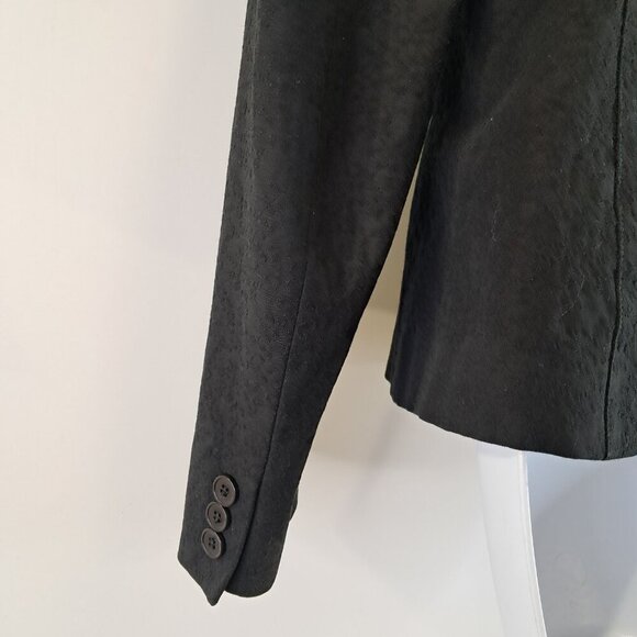 Barneys New York Textured 3 Button Lined Black Blazer Jacket Size 6 - Picture 7 of 9